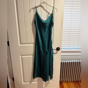 Green Cowl-Neck Spaghetti Strap Dress